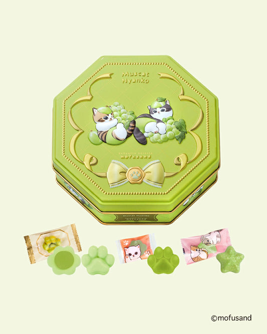 【預訂】【情人節限定】ぷにゅっと ころっと MOFUSAND - 貓貓麝香葡萄鐡盒