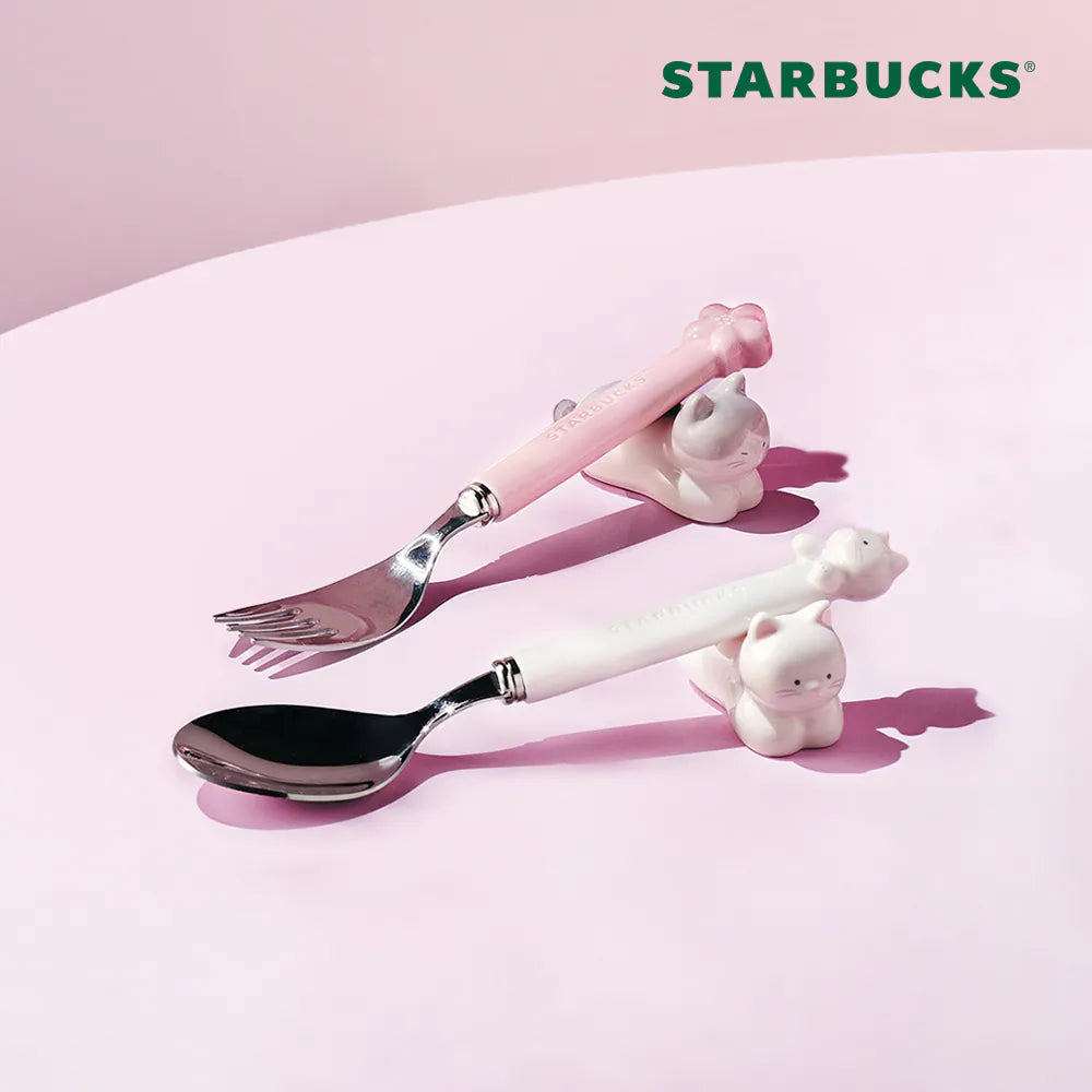 【現貨】韓國STARBUCKS - 櫻花限定貓貓餐具SET