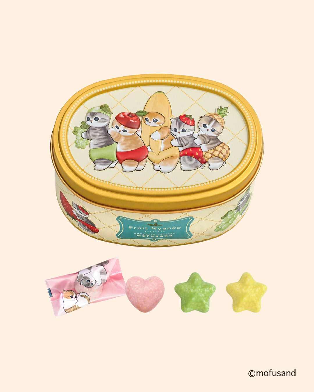 【預訂】【情人節限定】ぷにゅっと ころっと MOFUSAND - 貓貓水果鐡盒