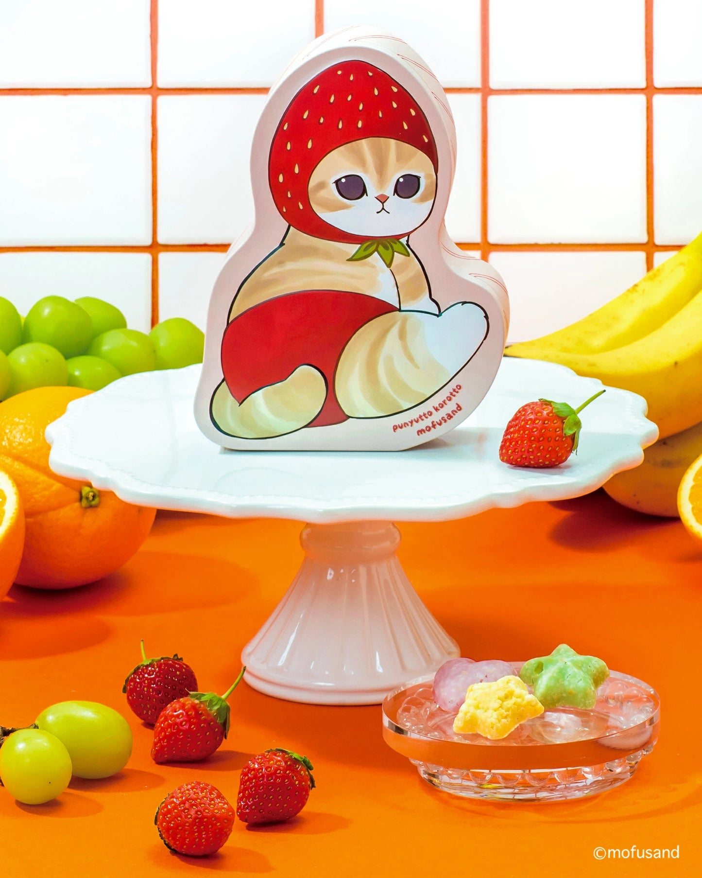 【預訂】【情人節限定】ぷにゅっと ころっと MOFUSAND - 士多啤梨貓水果鐡盒