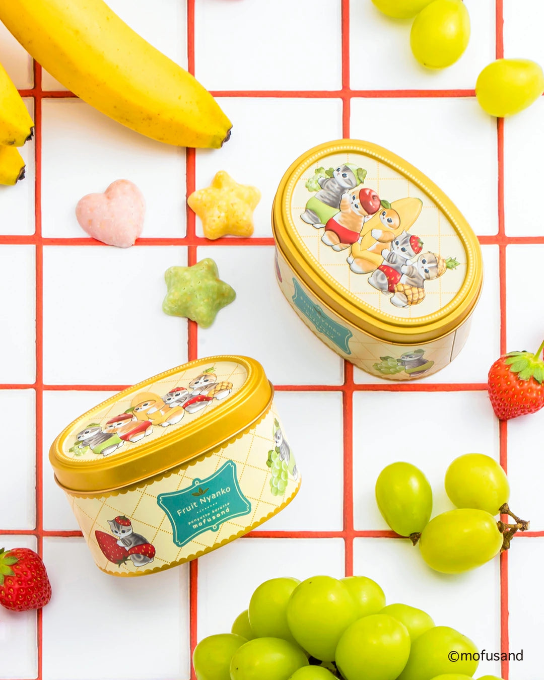 【預訂】【情人節限定】ぷにゅっと ころっと MOFUSAND - 貓貓水果鐡盒