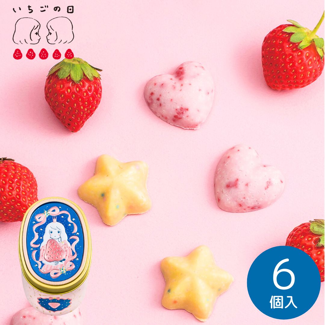 【預訂】【情人節限定】いちごの日 - 士多啤梨星星公主鐵盒6件裝