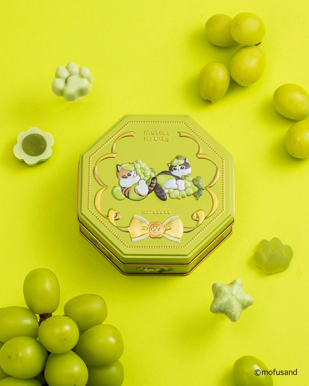 【預訂】【情人節限定】ぷにゅっと ころっと MOFUSAND - 貓貓麝香葡萄鐡盒