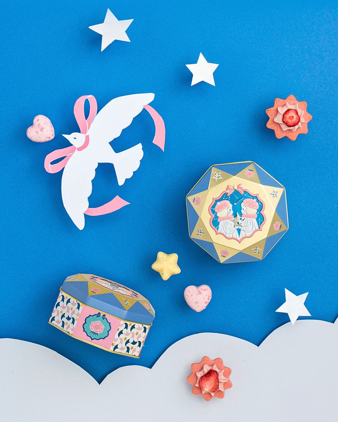 【預訂】【情人節限定】いちごの日 - 士多啤梨星願鐵盒6件裝