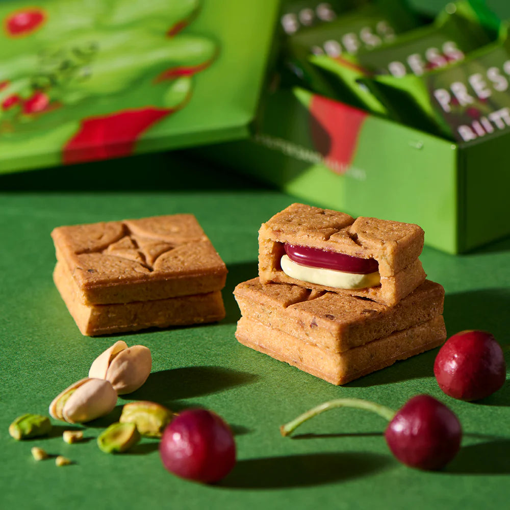 【預訂】PRESS BUTTER SAND JAPAN - 開心果櫻桃味4件裝鐡盒