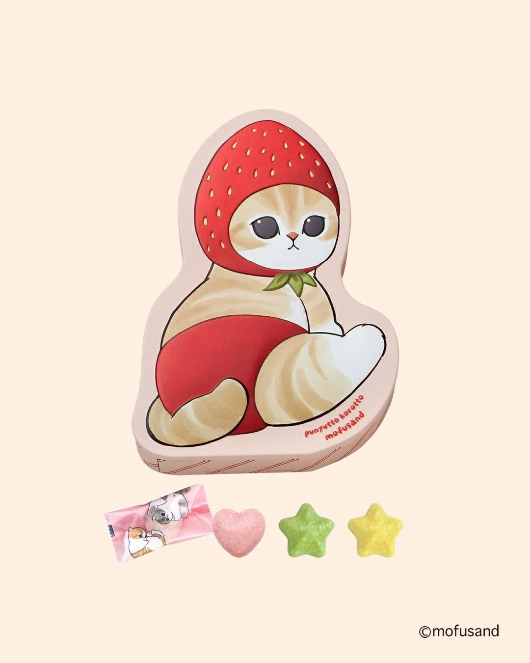 【預訂】【情人節限定】ぷにゅっと ころっと MOFUSAND - 士多啤梨貓水果鐡盒