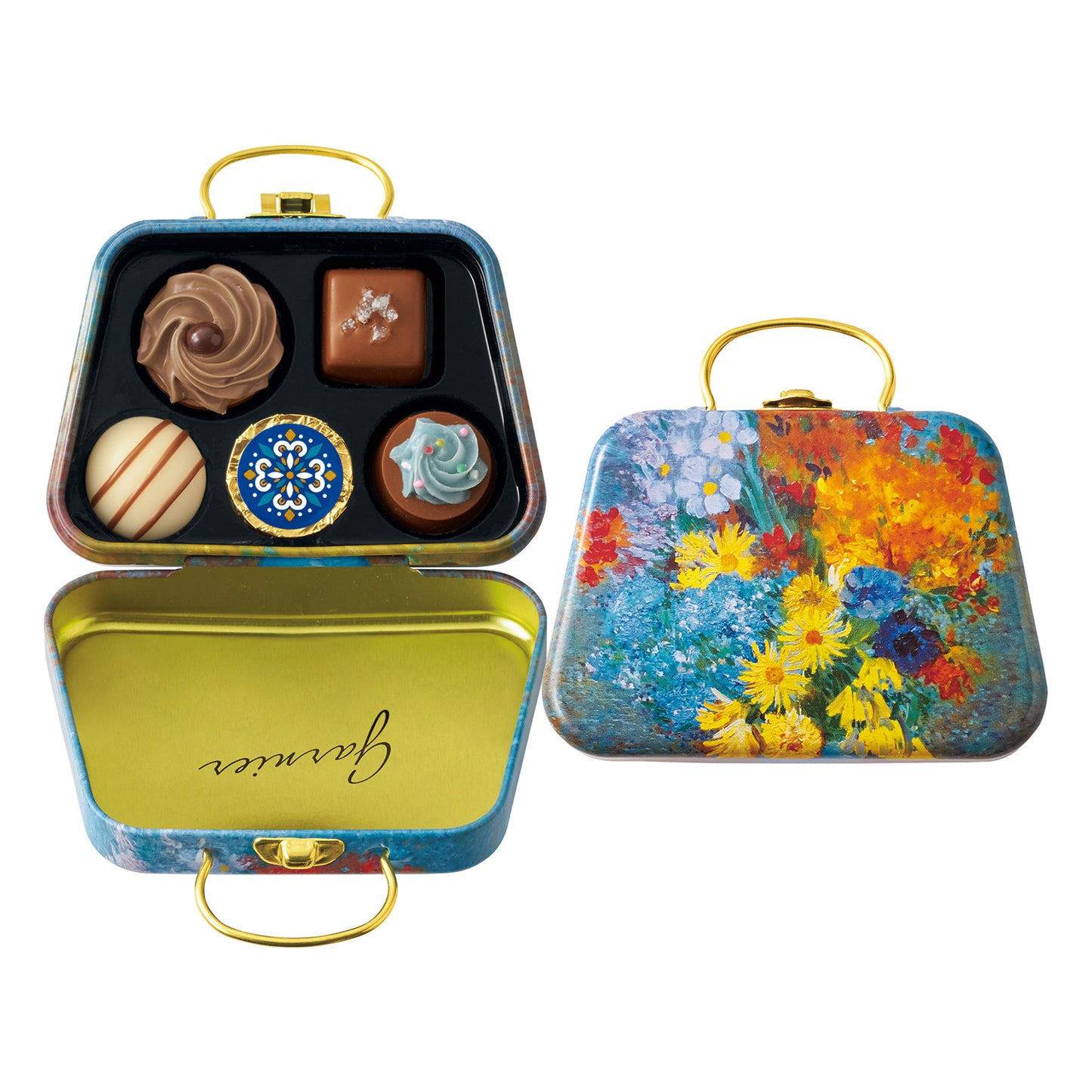 【預訂】【情人節限定】GARNIER - 插著雛菊和銀蓮花的花瓶 手袋鐡盒E