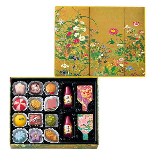 【預訂】【情人節限定】甘味画廊 - 百花圖屏風 鐡盒I