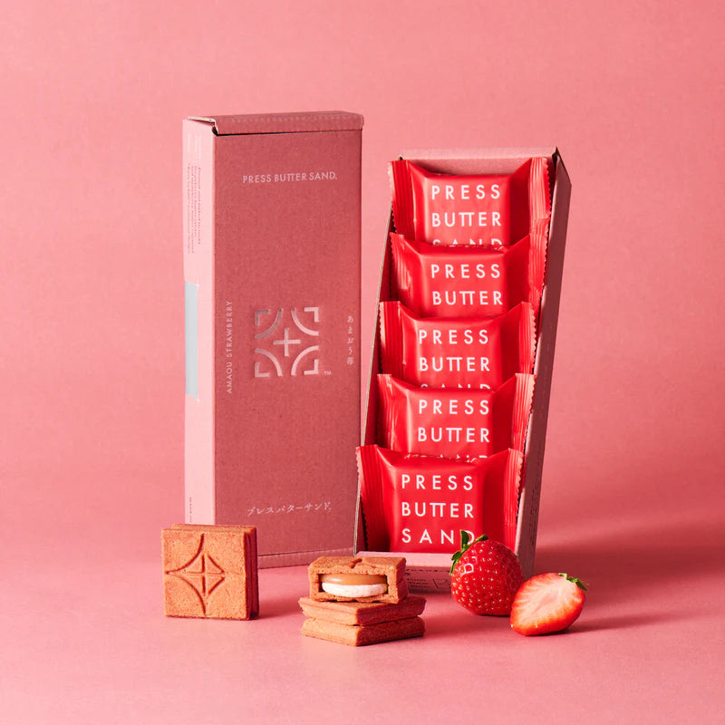 【預訂】PRESS BUTTER SAND - AMAOU STRAWBERRY味 5件裝