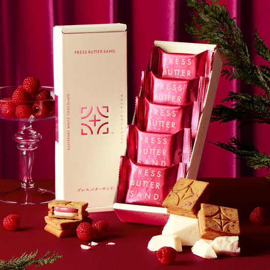 【預訂】PRESS BUTTER SAND - RASPBERRY WHITE CHOCOLATE 覆盆子白朱古力味 5件裝