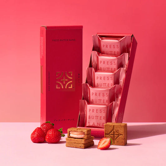 【預訂】PRESS BUTTER SAND - RICH STRAWBERRY 濃郁士多啤梨味 5件裝