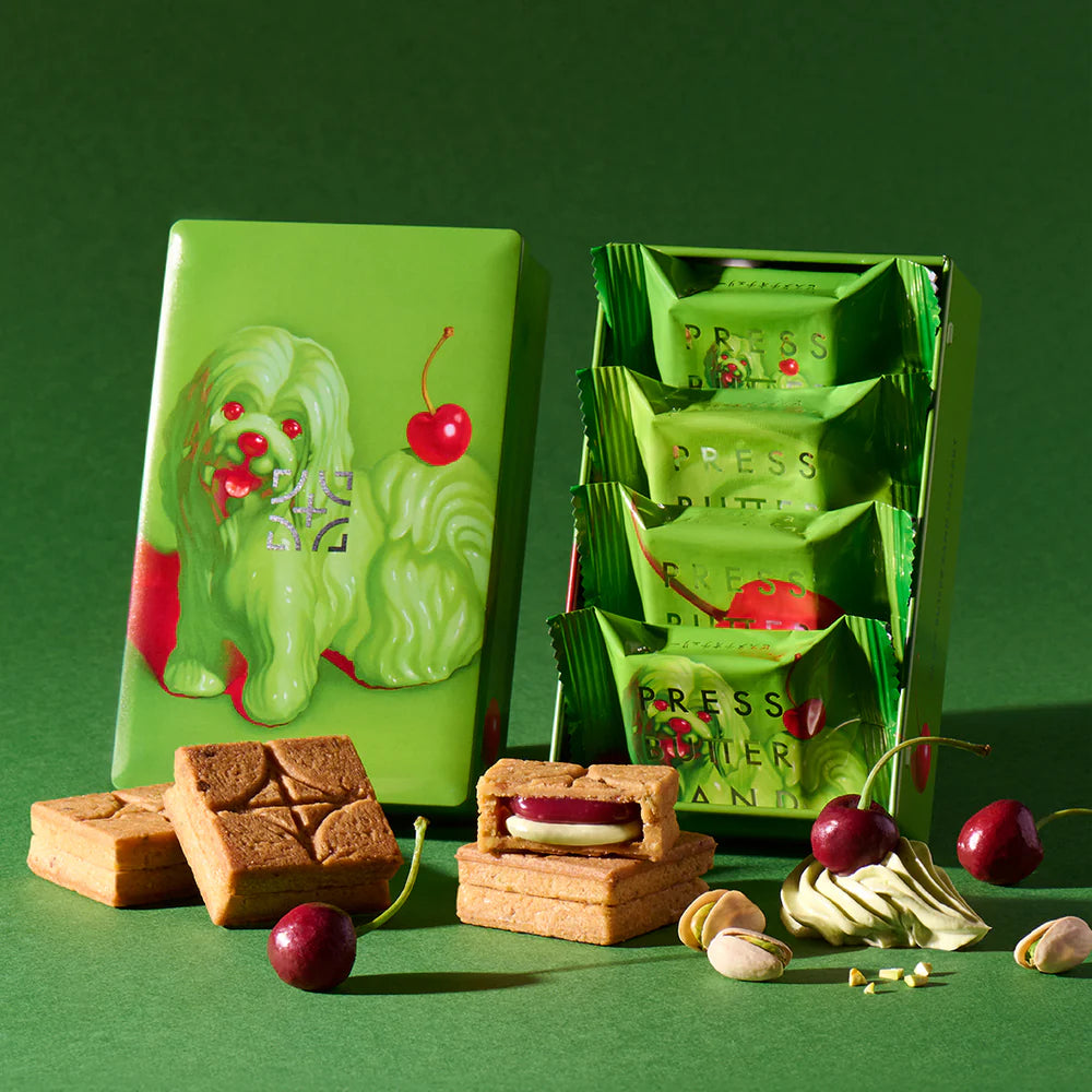 【預訂】PRESS BUTTER SAND JAPAN - 開心果櫻桃味4件裝鐡盒